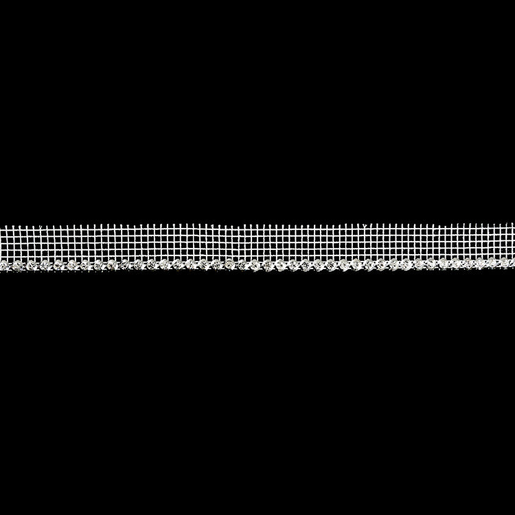 template--25130090922057__main-Vintage Crystal and Silver 1 Row Circular Rhinestones on White Mesh Trimming - 0.75"