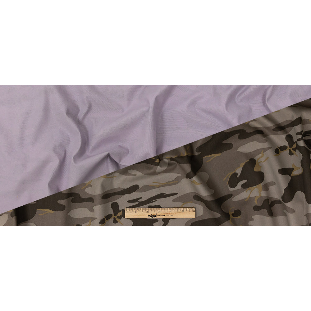 Liz Claiborne Dusty Brown and Lilac Camouflage Stretch Cotton Twill Full