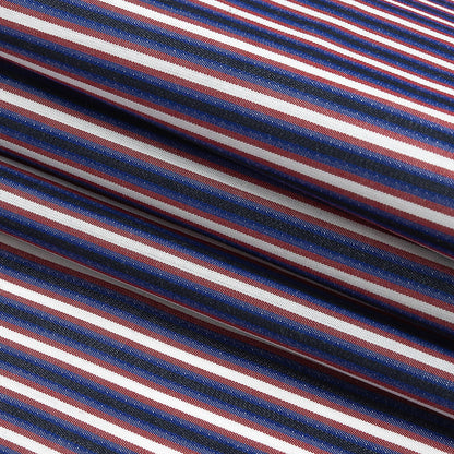 Red, White, and Blue Striped Cotton Shirting Folded