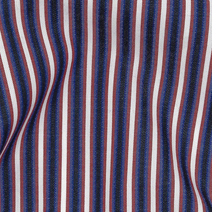 Red, White, and Blue Striped Cotton Shirting Detail