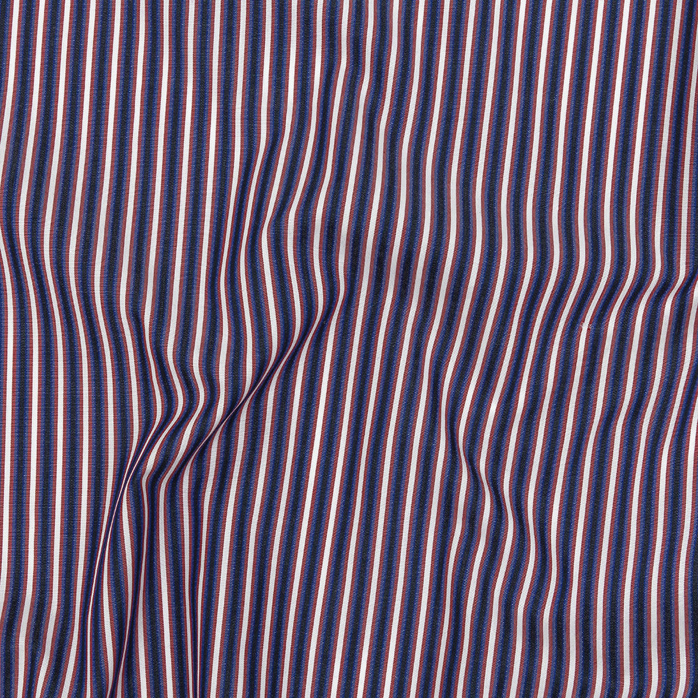 Red, White, and Blue Striped Cotton Shirting