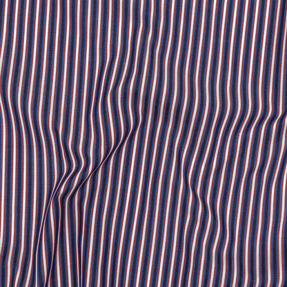 Red, White, and Blue Striped Cotton Shirting