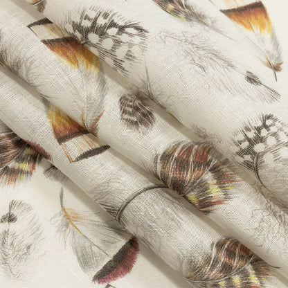 Floating Feathers Printed Linen Woven Folded