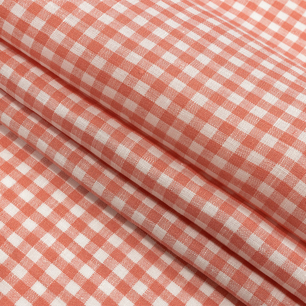 Linen Gingham - Shell Pink and White - Torres Collection Detail