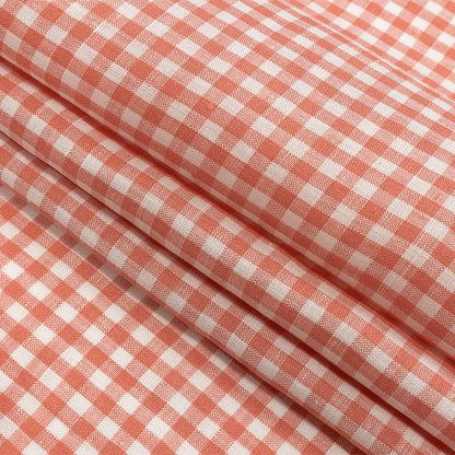 Linen Gingham - Shell Pink and White - Torres Collection Detail