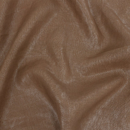 Medium Weight Linen Woven with Metallic Foiling - Raw Umber and Silver - Bianca Collection