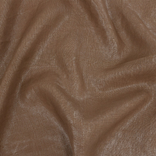 Medium Weight Linen Woven with Metallic Foiling - Raw Umber and Silver - Bianca Collection