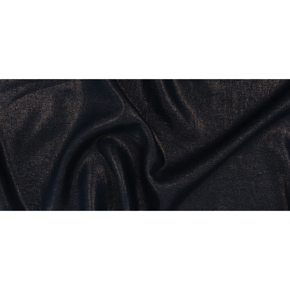 Medium Weight Linen Woven with Metallic Foiling - New Indigo and Gold - Bianca Collection Folded