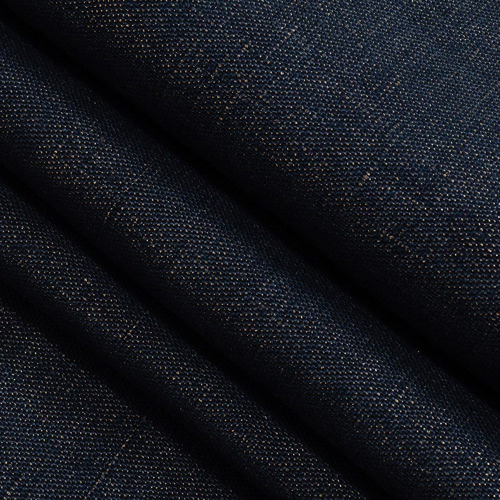 Medium Weight Linen Woven with Metallic Foiling - New Indigo and Gold - Bianca Collection Detail