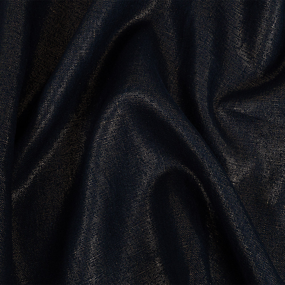 Medium Weight Linen Woven with Metallic Foiling - New Indigo and Gold - Bianca Collection