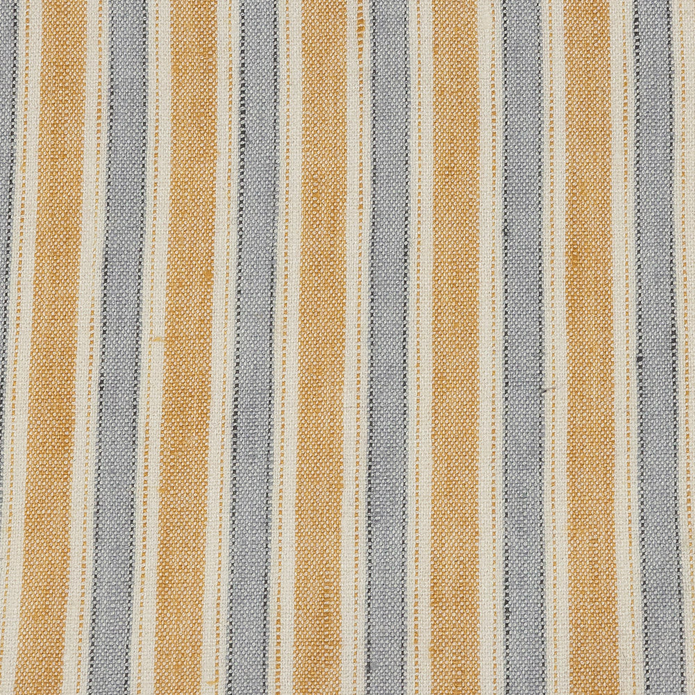 Gamboge and Icelandic Blue Ticking Striped Stretch Linen and Rayon Woven Detail