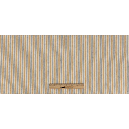 Gamboge and Icelandic Blue Ticking Striped Stretch Linen and Rayon Woven Full