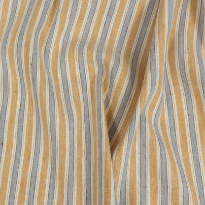 Gamboge and Icelandic Blue Ticking Striped Stretch Linen and Rayon Woven