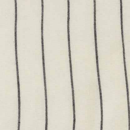 Ivory, Meteorite and Metallic Silver Pencil Striped Stretch Delave Linen and Rayon Woven Detail