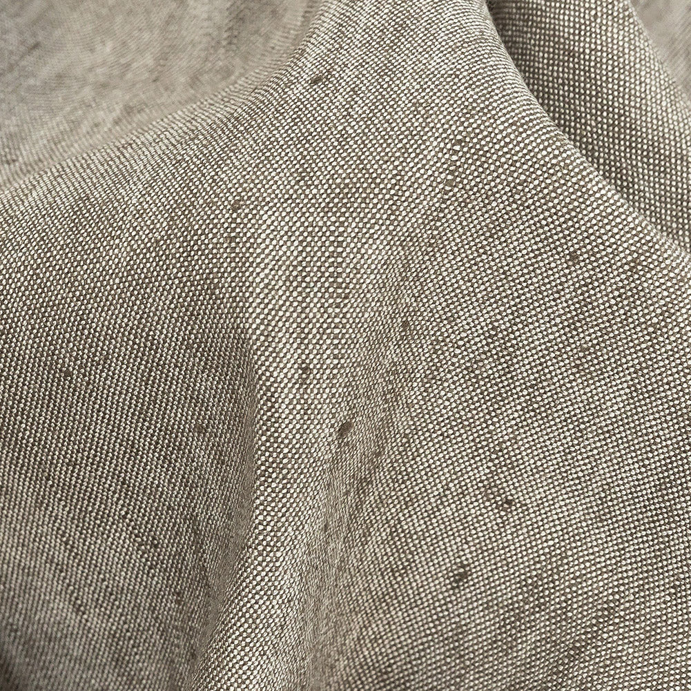 Heathered Mushroom Stretch Linen and Rayon Woven Detail