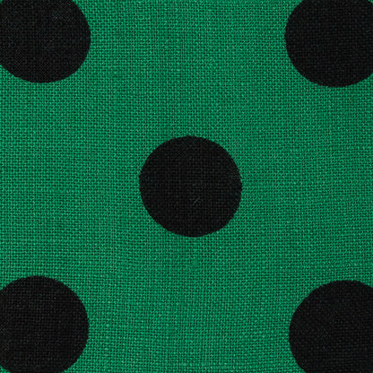 Emerald and Black Polkadots Linen Woven Detail