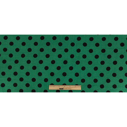 Emerald and Black Polkadots Linen Woven Full