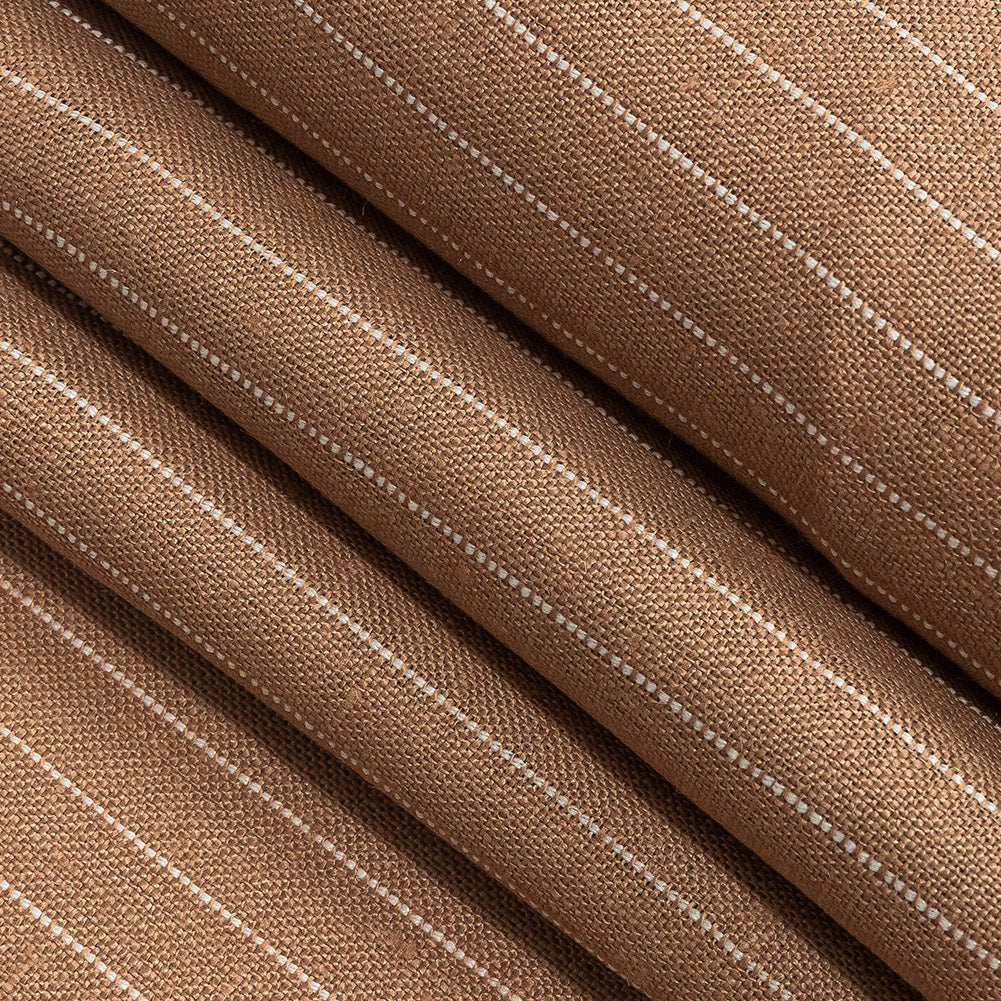 Cameo Brown and White Pinstripe Linen Woven Folded