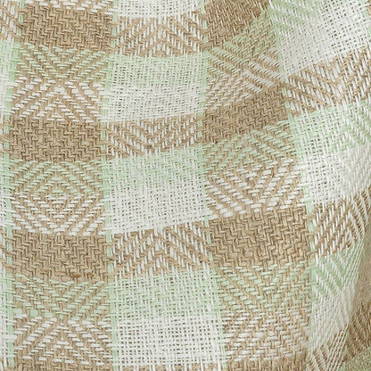Almost Aqua and Irish Cream Plaid Linen Dobby Jacquard Detail