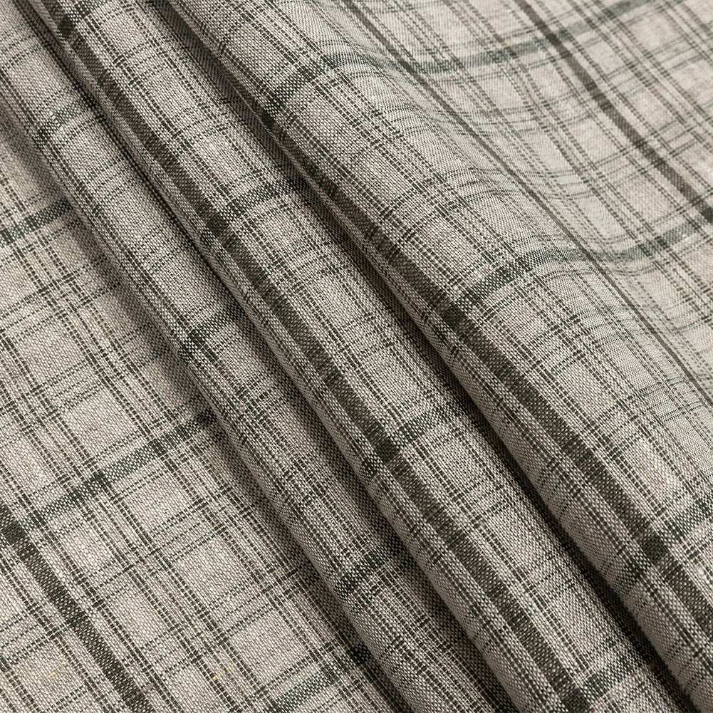 Gray and Pure Cashmere Plaid Linen Woven Folded
