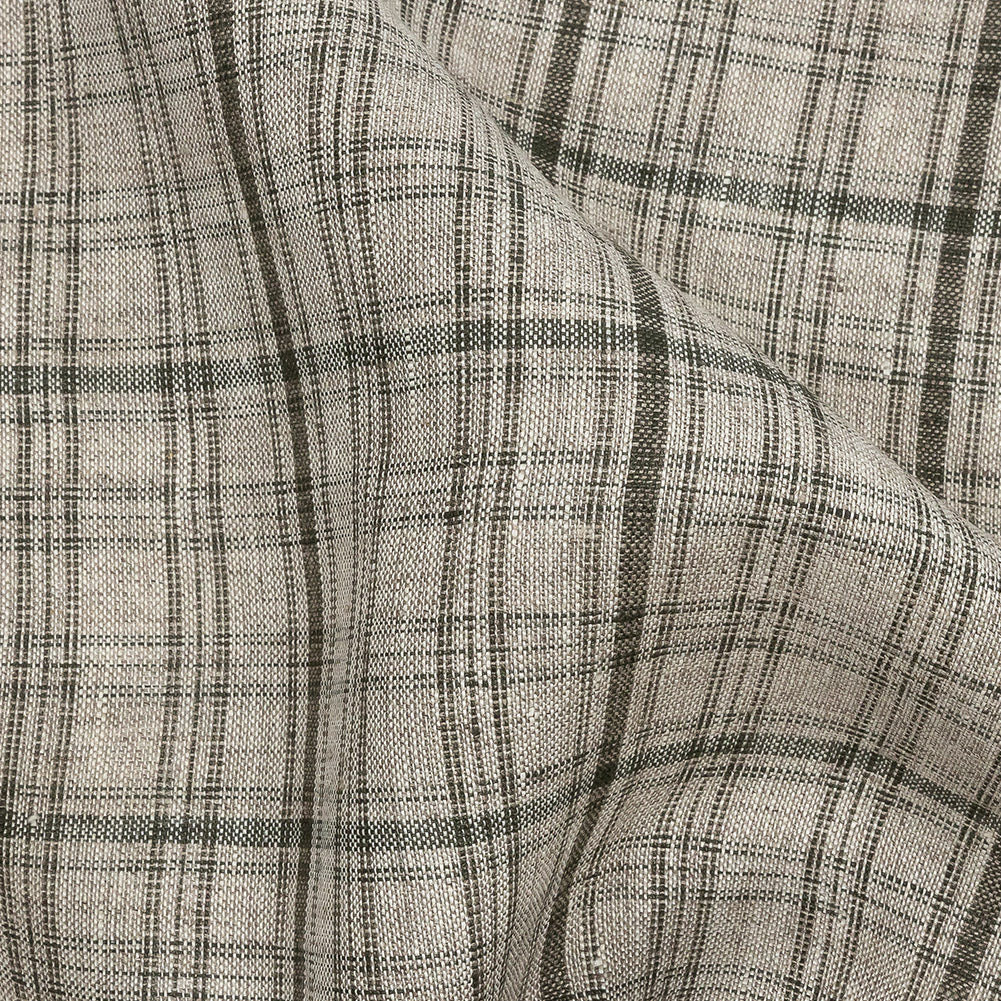 Gray and Pure Cashmere Plaid Linen Woven Detail