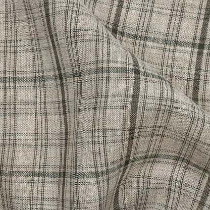 Gray and Pure Cashmere Plaid Linen Woven Detail
