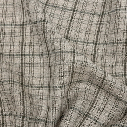 Gray and Pure Cashmere Plaid Linen Woven