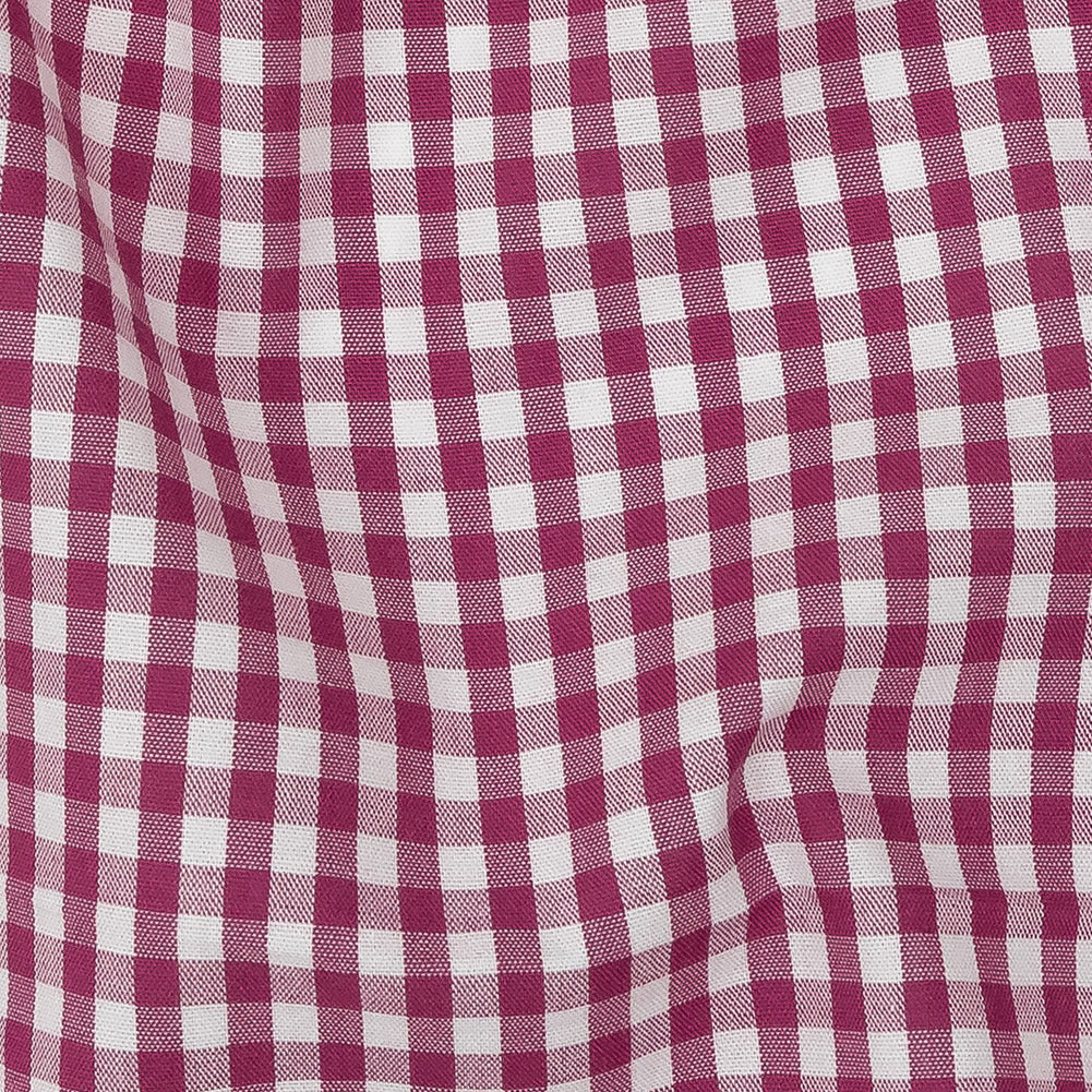Fuchsia and White Gingham Cotton Shirting Detail
