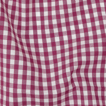 Fuchsia and White Gingham Cotton Shirting Detail