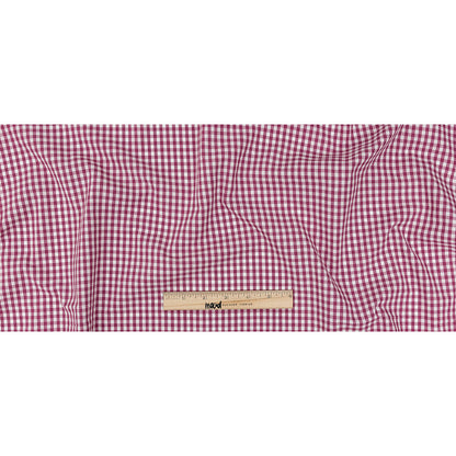 Fuchsia and White Gingham Cotton Shirting Full