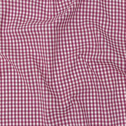 Fuchsia and White Gingham Cotton Shirting
