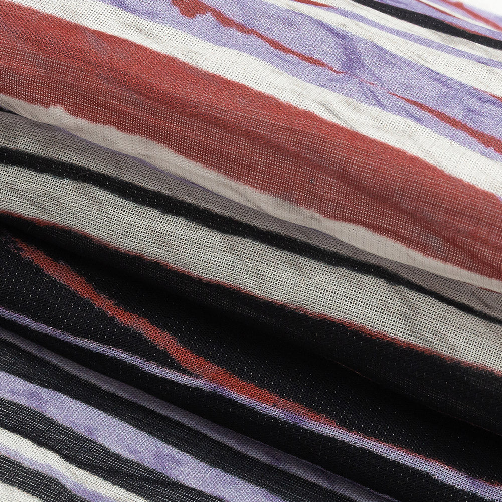 Tap Shoe, Lavender and Red Shimmery Striped Cotton Voile Folded