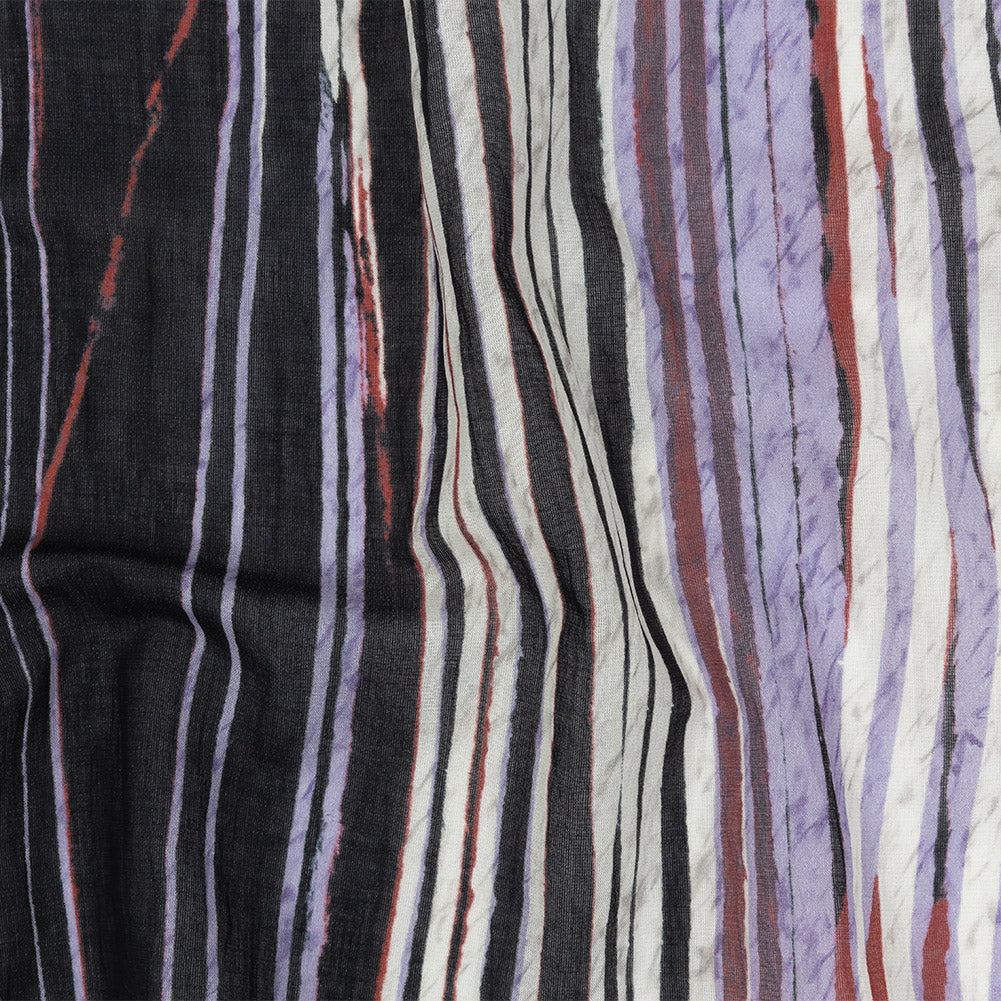 Tap Shoe, Lavender and Red Shimmery Striped Cotton Voile