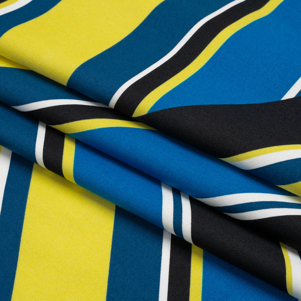 Yellow, Royal Blue and Black Large-Scale Geometric Stretch Cotton Sateen