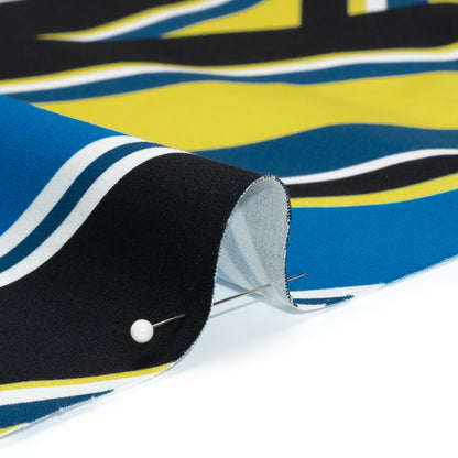 Yellow, Royal Blue and Black Large-Scale Geometric Stretch Cotton Sateen