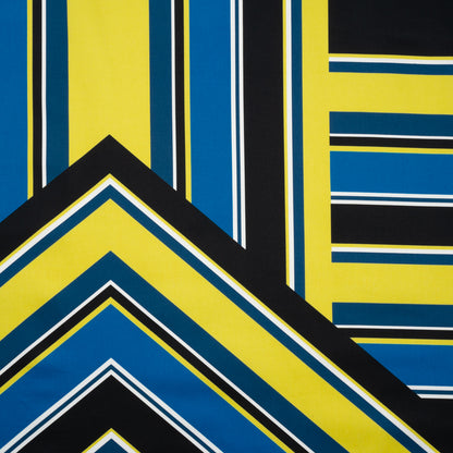 Yellow, Royal Blue and Black Large-Scale Geometric Stretch Cotton Sateen