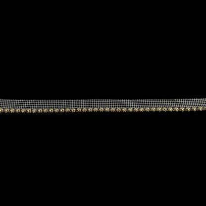 Vintage Gold Circular Beaded Trimming with White Mesh Lip - 0.5"