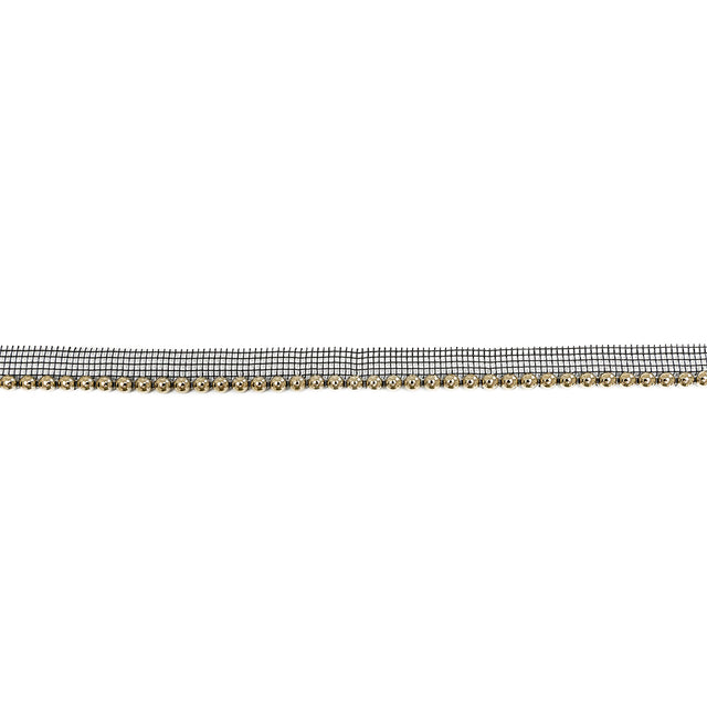 Vintage Gold Circular Beaded Trimming with Black Mesh Lip - 0.5"