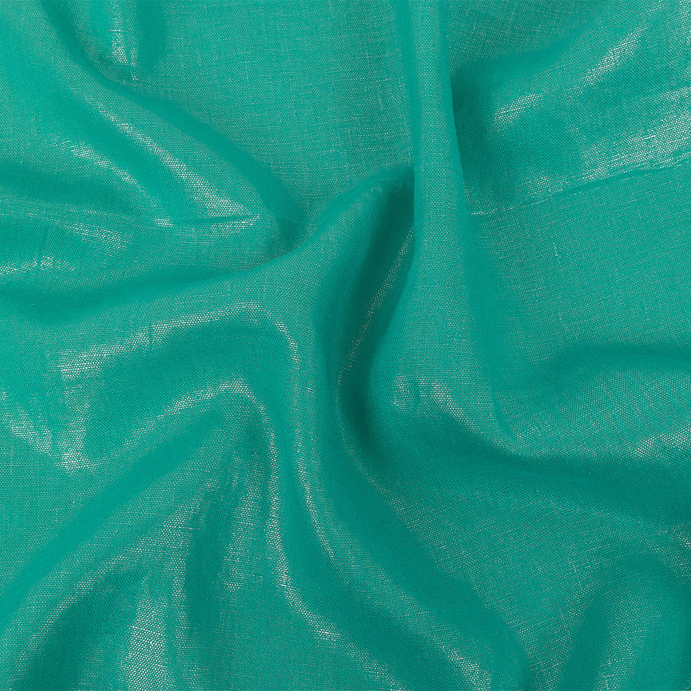 Medium Weight Linen Woven with Metallic Foiling - Mega Marine and Silver - Bianca Collection