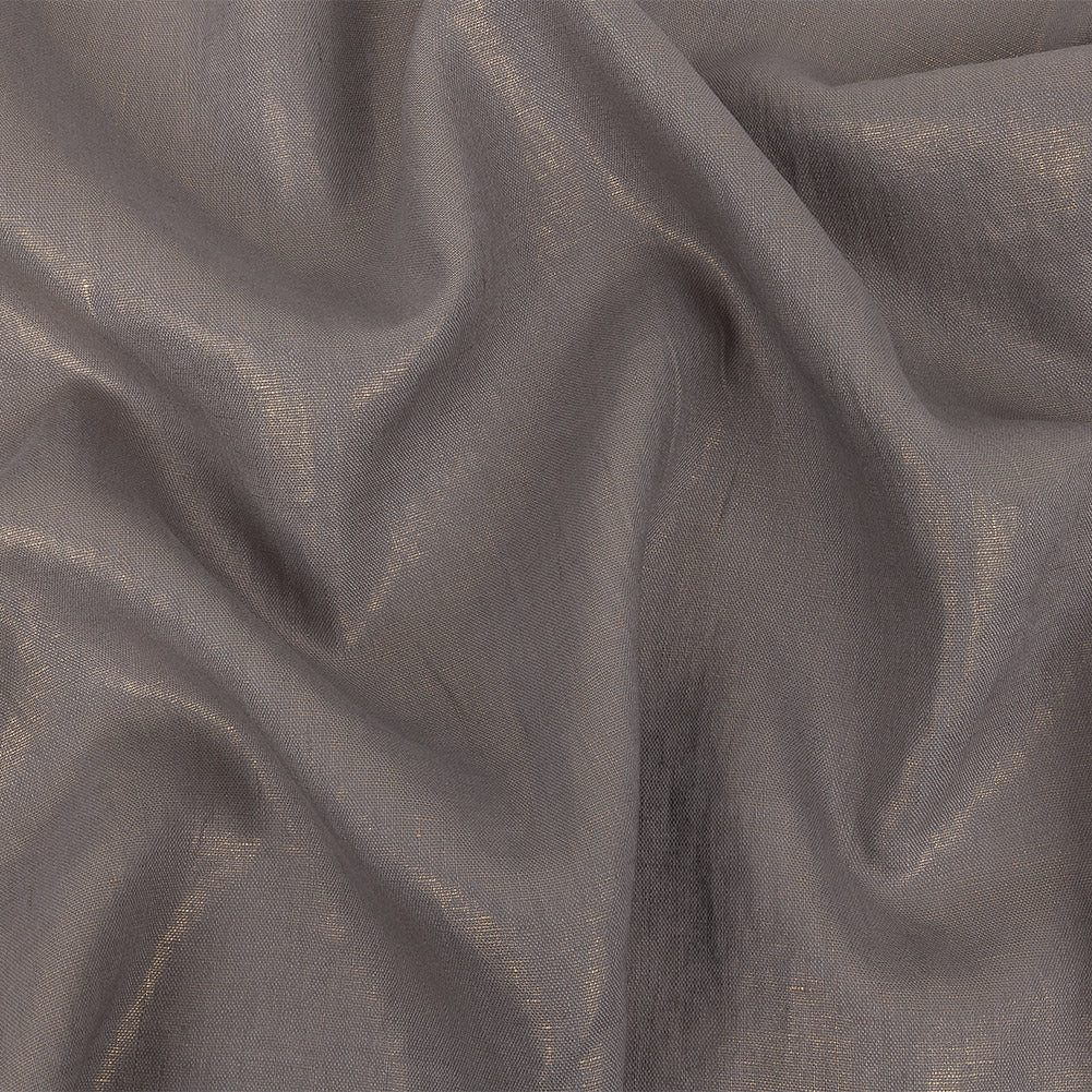 Medium Weight Linen Woven with Metallic Foiling - Silver Shadow and Gold - Bianca Collection