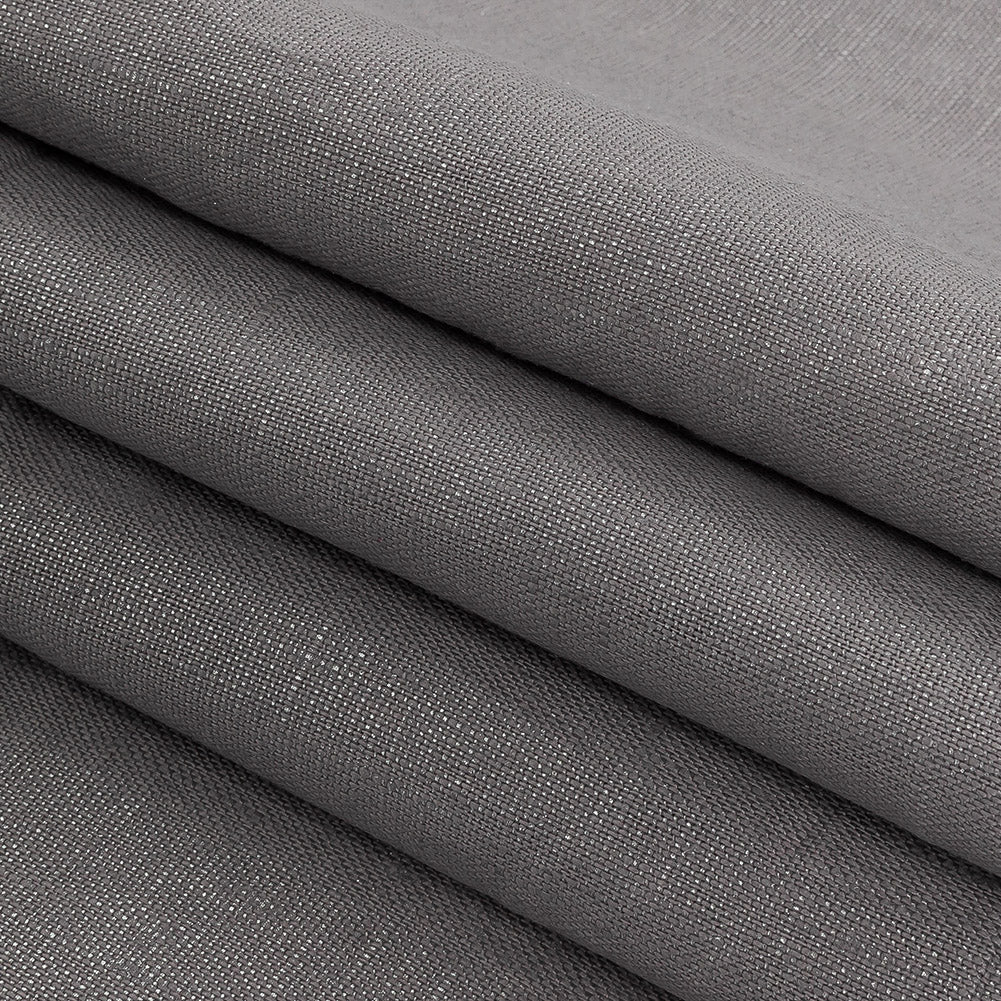 Medium Weight Linen Woven with Metallic Foiling - Silver Shadow and Silver - Bianca Collection Folded