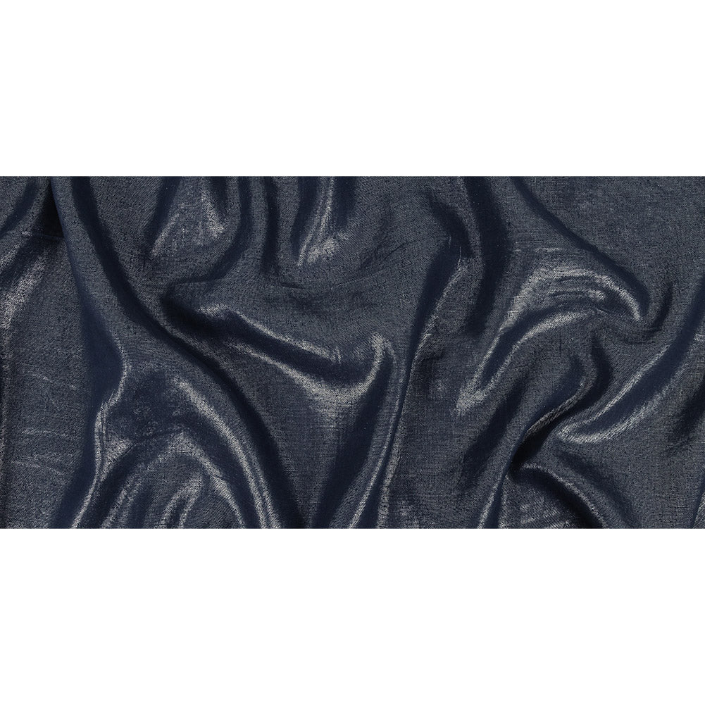 Medium Weight Linen Woven with Metallic Foiling - Galactica Blue and Silver - Bianca Collection Full