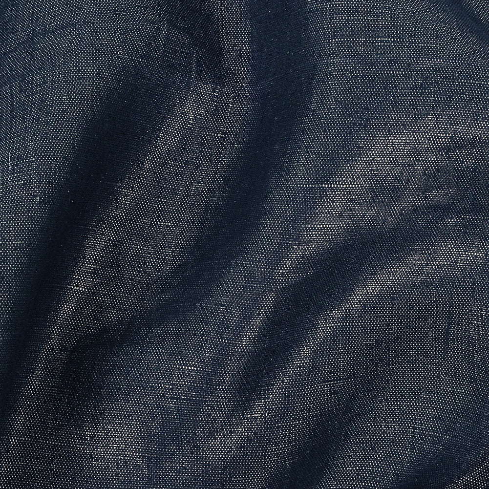 Medium Weight Linen Woven with Metallic Foiling - Galactica Blue and Silver - Bianca Collection