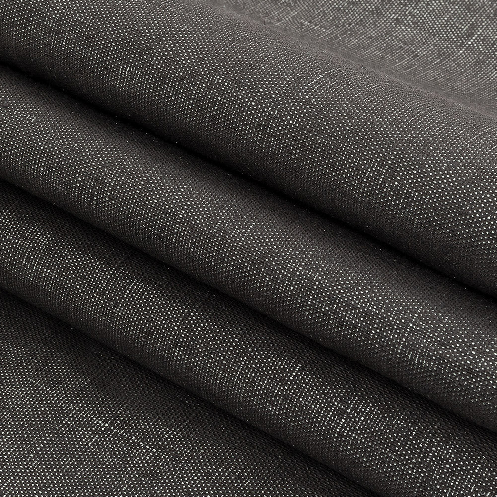 Medium Weight Linen Woven with Metallic Foiling - Smoke Gray and Silver - Bianca Collection Folded