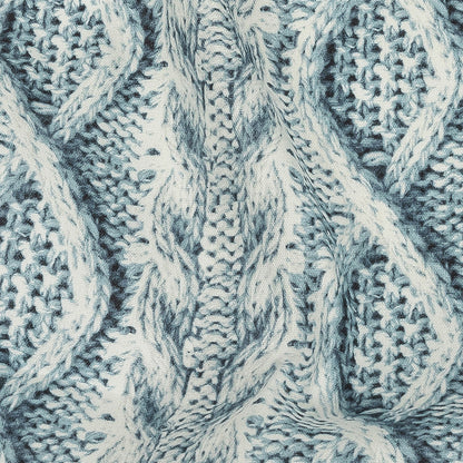 Blue Haze and Flint Stone Cable Knit Printed Stretch Linen and Rayon Woven Full