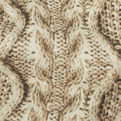 Antique White and Incense Cable Knit Printed Stretch Linen and Rayon Woven Full