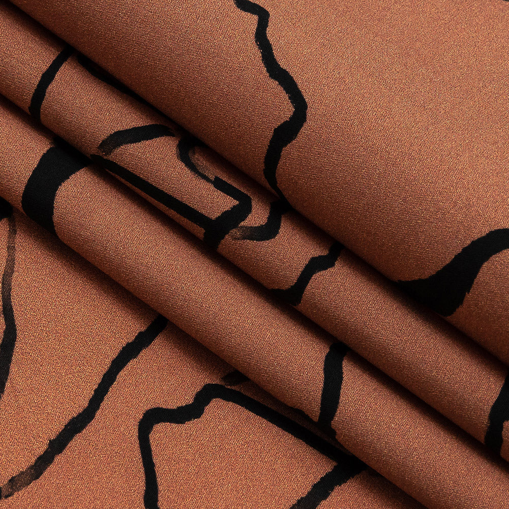 Mood Exclusive Carmine Rose Mountain Brushstrokes Cotton Poplin Folded