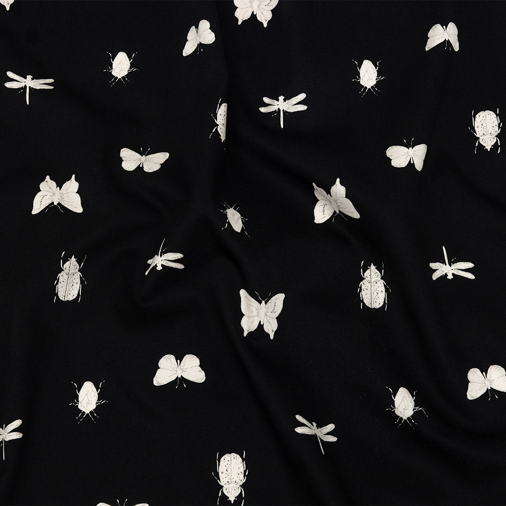 Mood Exclusive Black Porchlight Entomology Stretch Cotton Sateen