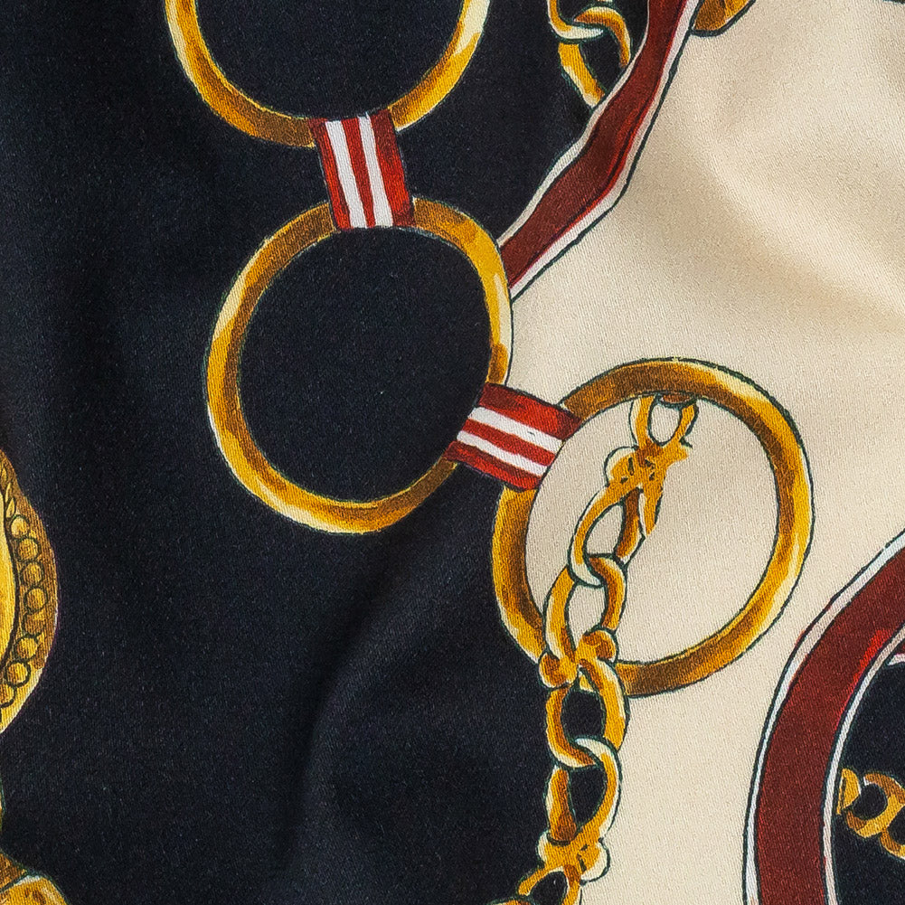 Mood Exclusive Navy Chaining Directions Stretch Cotton Sateen Detail