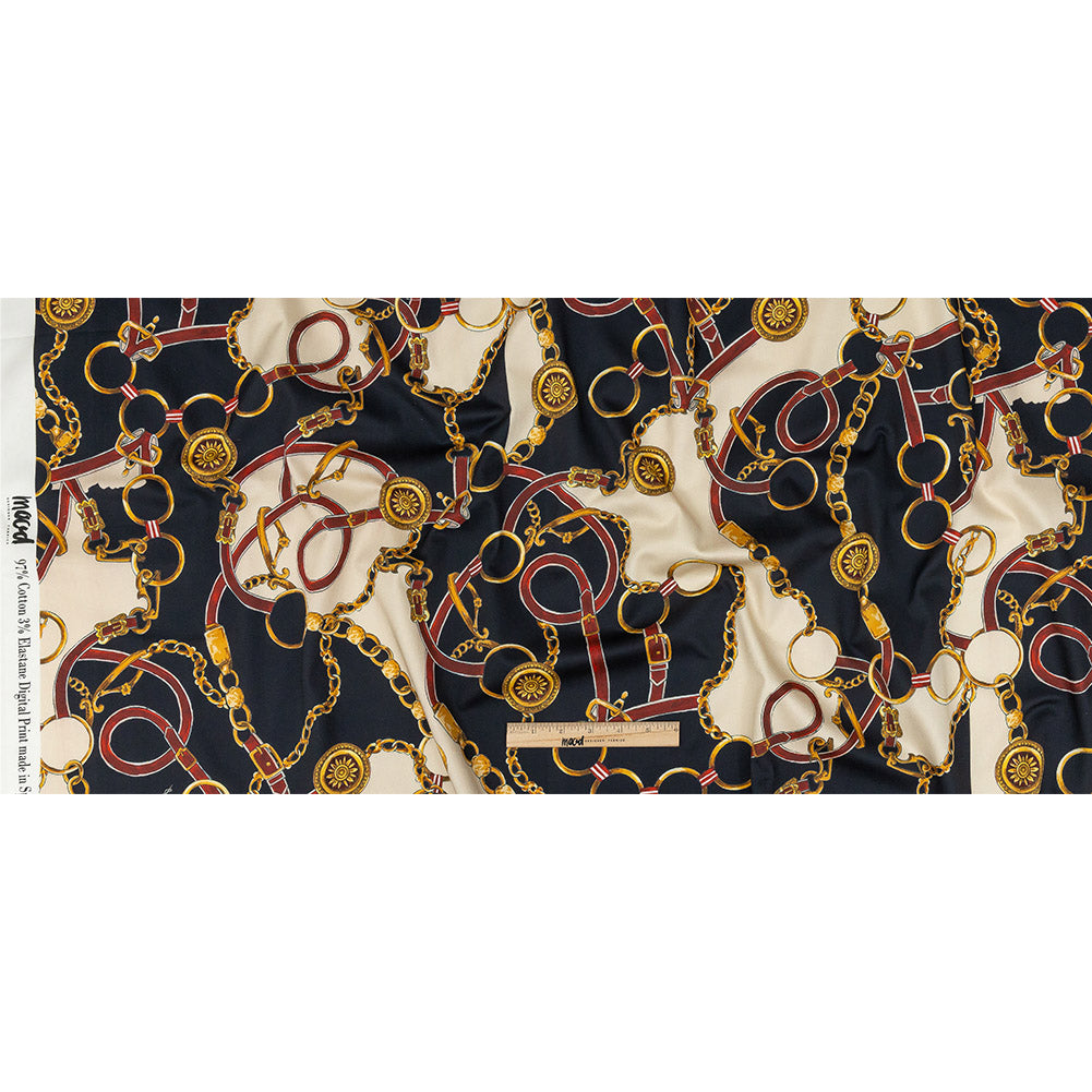 Mood Exclusive Navy Chaining Directions Stretch Cotton Sateen Full